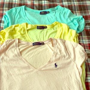 Three Authentic RL Cotten tees - different sizes